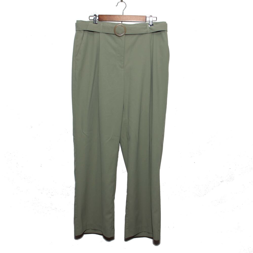 NEW Kiabi Green Trouser Pants Size 14US/46EU with Belt